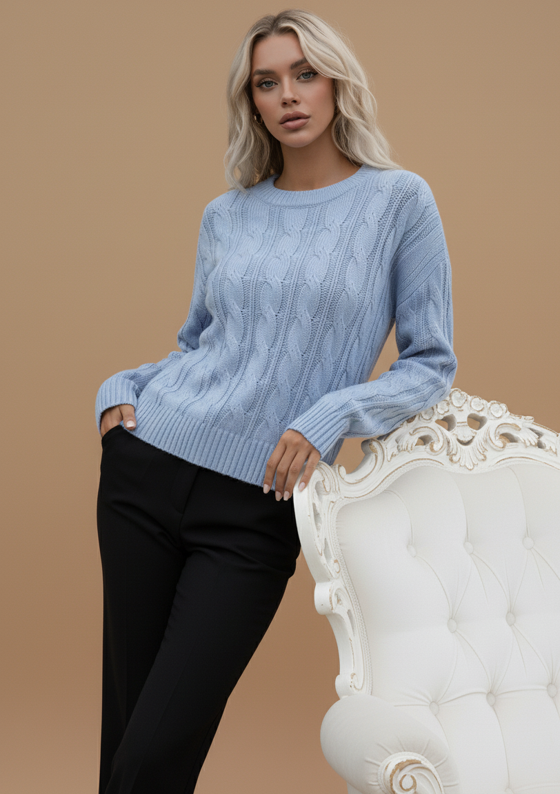 Cable Knit Long Sleeve Sweater